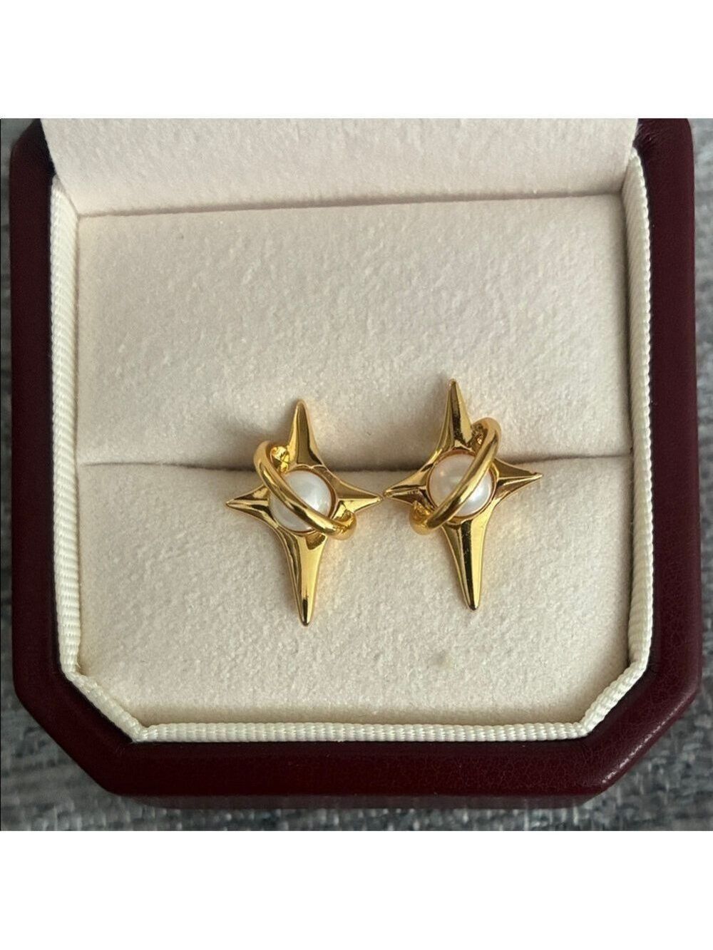 Elegant Gold and White Star Earrings